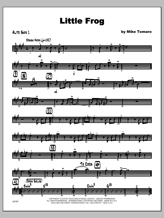 Download Tomaro Little Frog - Alto Sax 1 Sheet Music