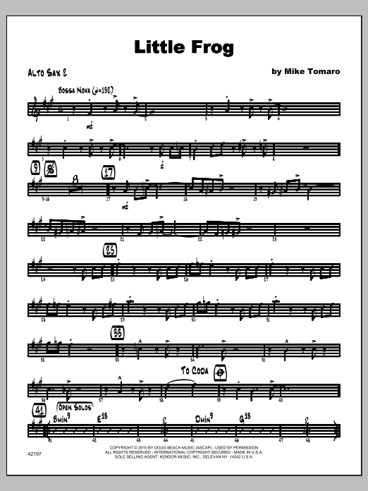 Download Tomaro Little Frog - Alto Sax 2 Sheet Music