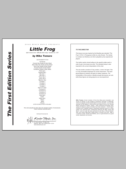 Download Tomaro Little Frog - Full Score Sheet Music