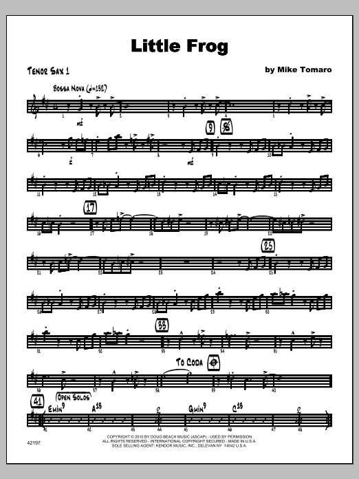 Download Tomaro Little Frog - Tenor Sax 1 Sheet Music