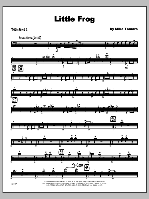 Download Tomaro Little Frog - Trombone 1 Sheet Music