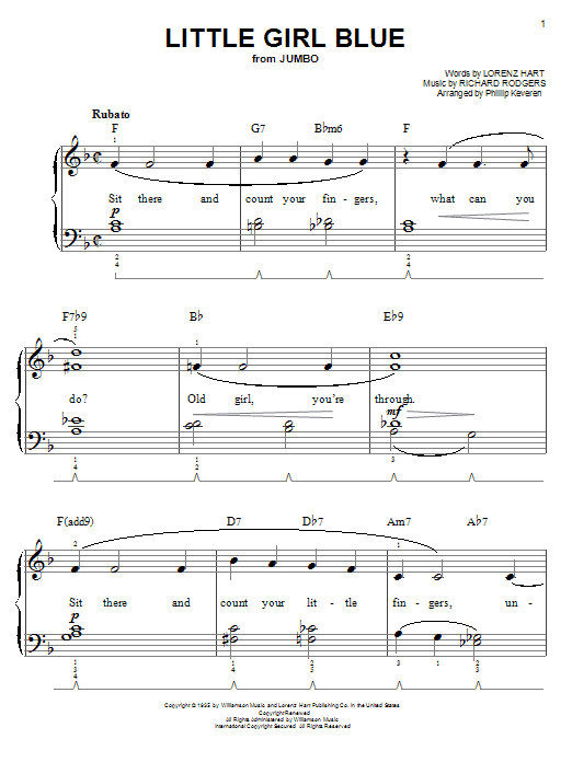 Rodgers & Hart Little Girl Blue sheet music notes printable PDF score
