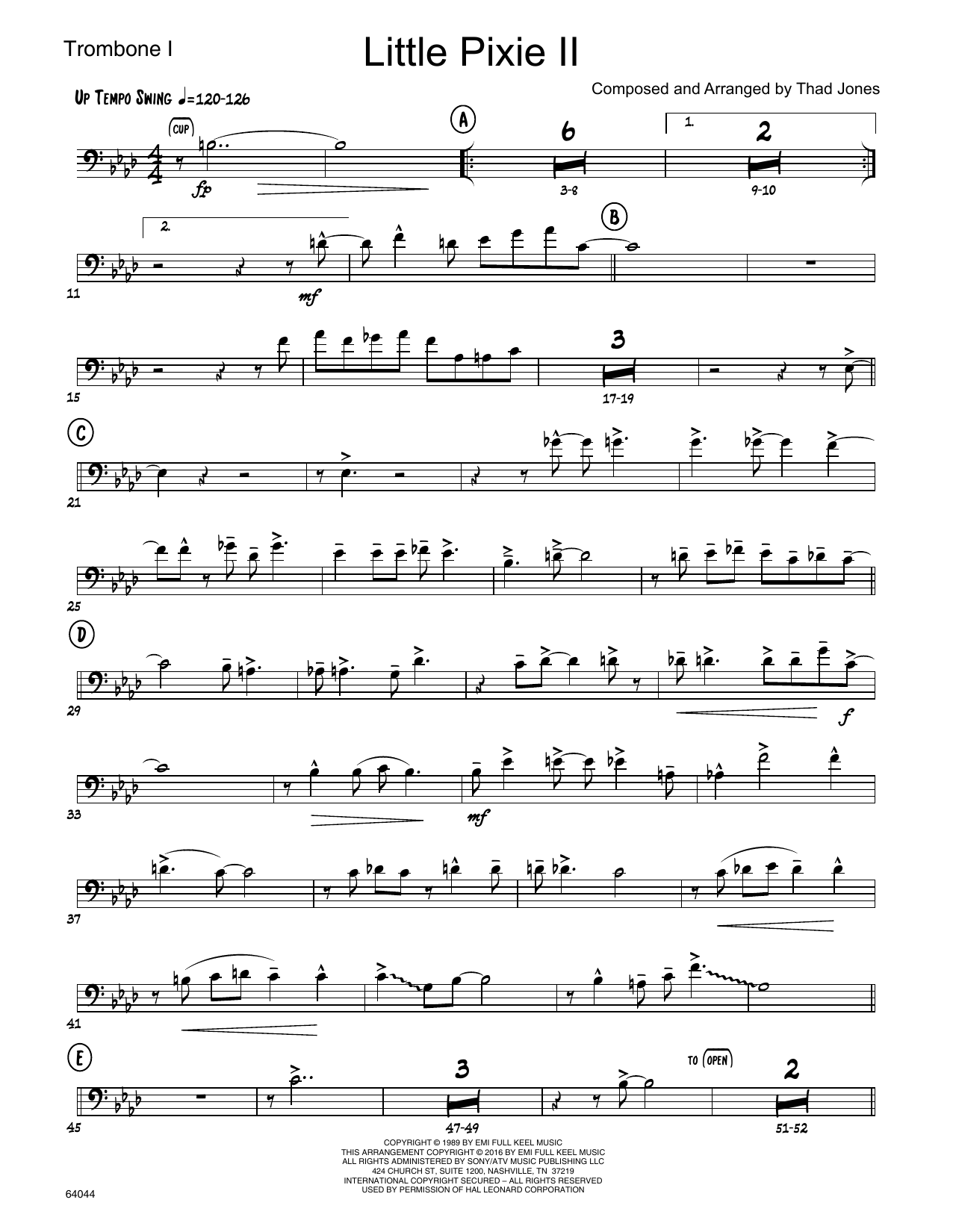 Download Thad Jones Little Pixie II - 1st Trombone Sheet Music