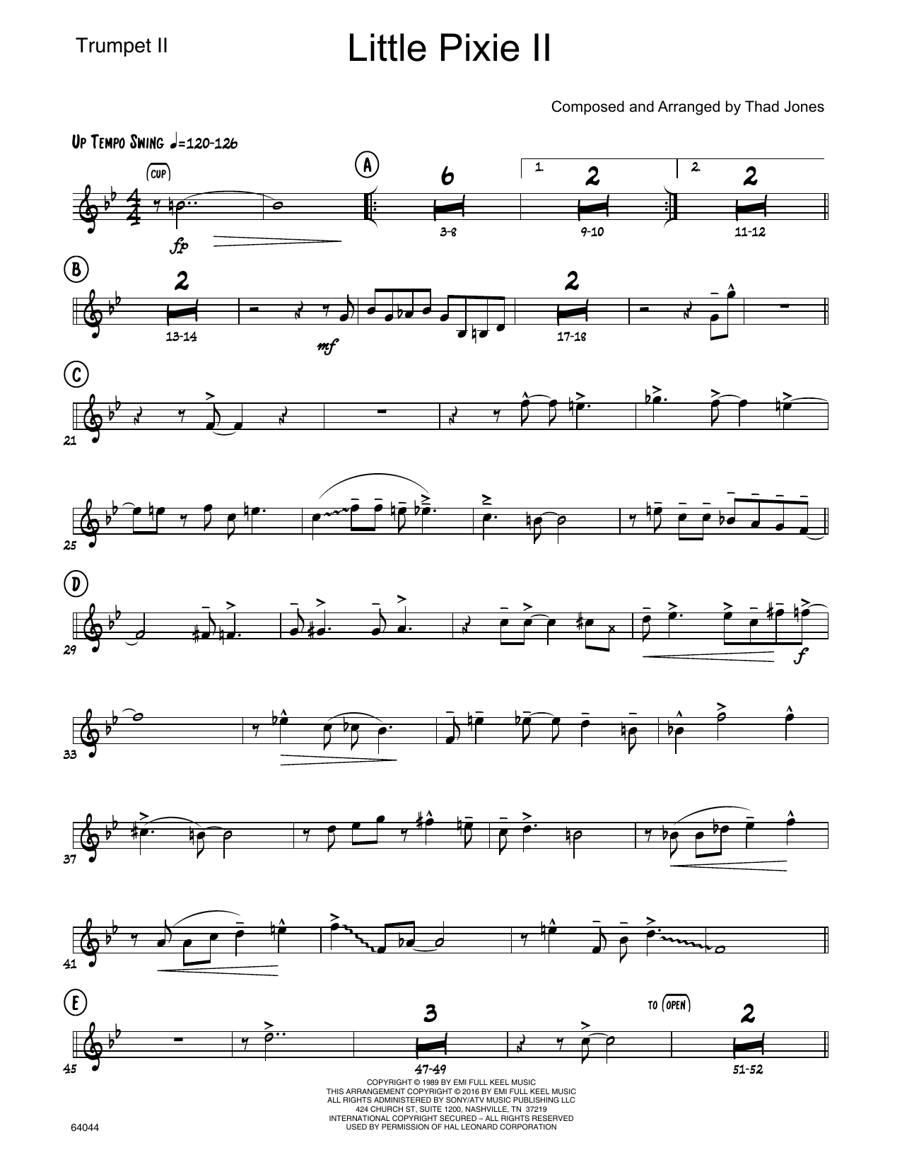 Download Thad Jones Little Pixie II - 2nd Bb Trumpet Sheet Music