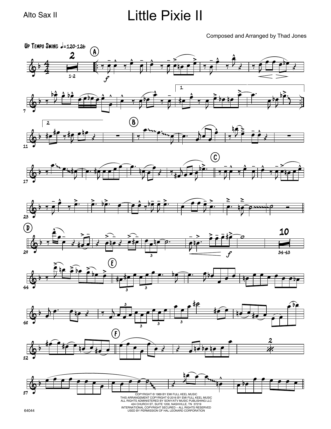Download Thad Jones Little Pixie II - 2nd Eb Alto Saxophone Sheet Music