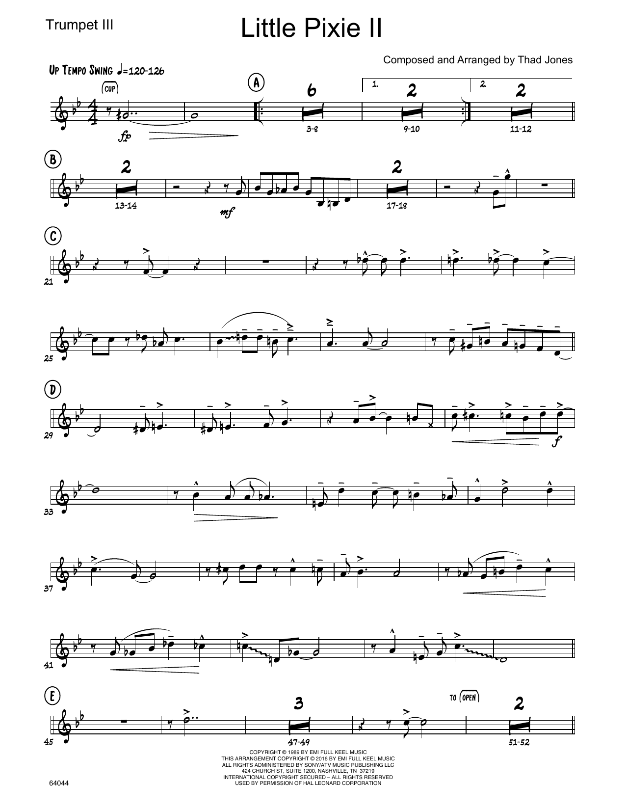 Download Thad Jones Little Pixie II - 3rd Bb Trumpet Sheet Music