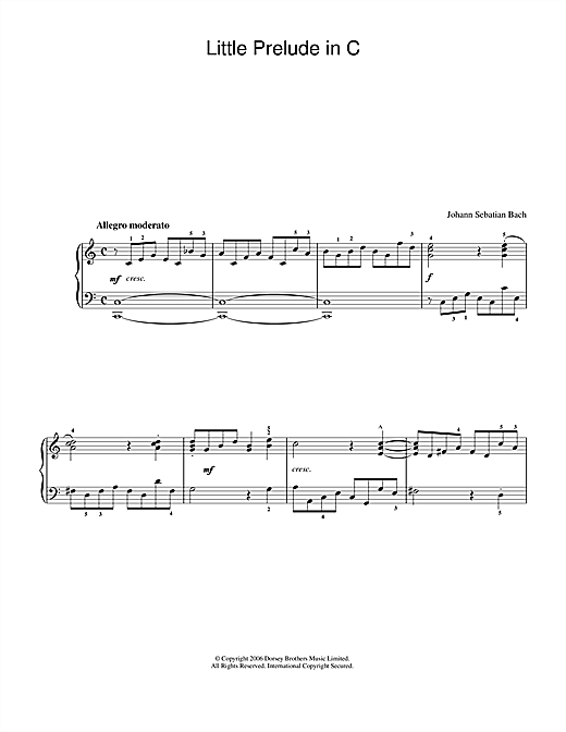 Download Johann Sebastian Bach Little Prelude In C Sheet Music