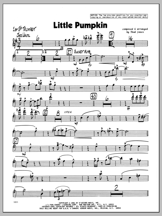 Download Thad Jones Little Pumpkin - 1st Bb Trumpet Sheet Music