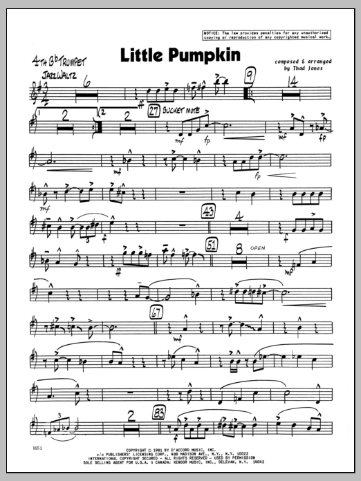 Download Thad Jones Little Pumpkin - 4th Bb Trumpet Sheet Music