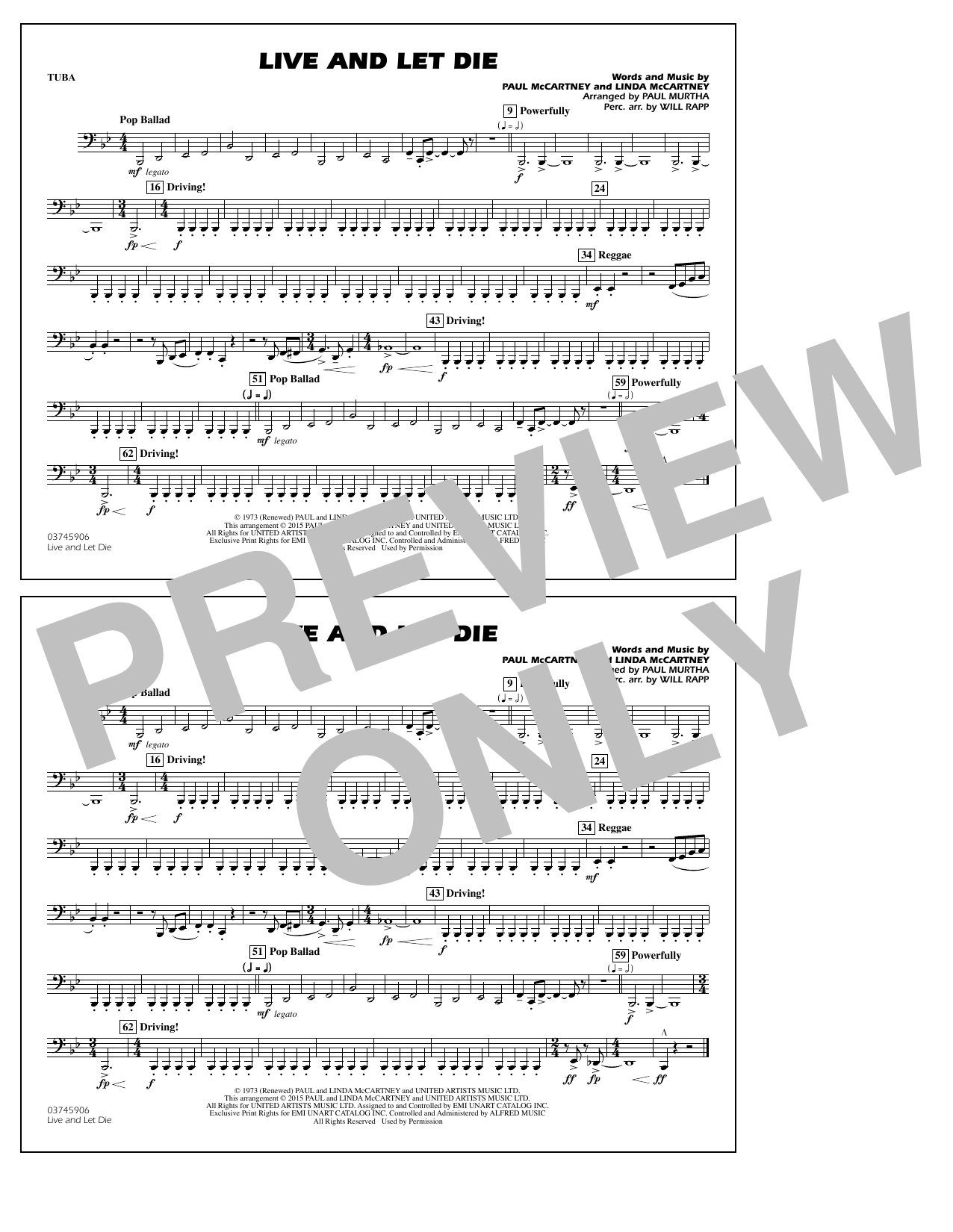 Download Paul Murtha Live and Let Die - Tuba Sheet Music