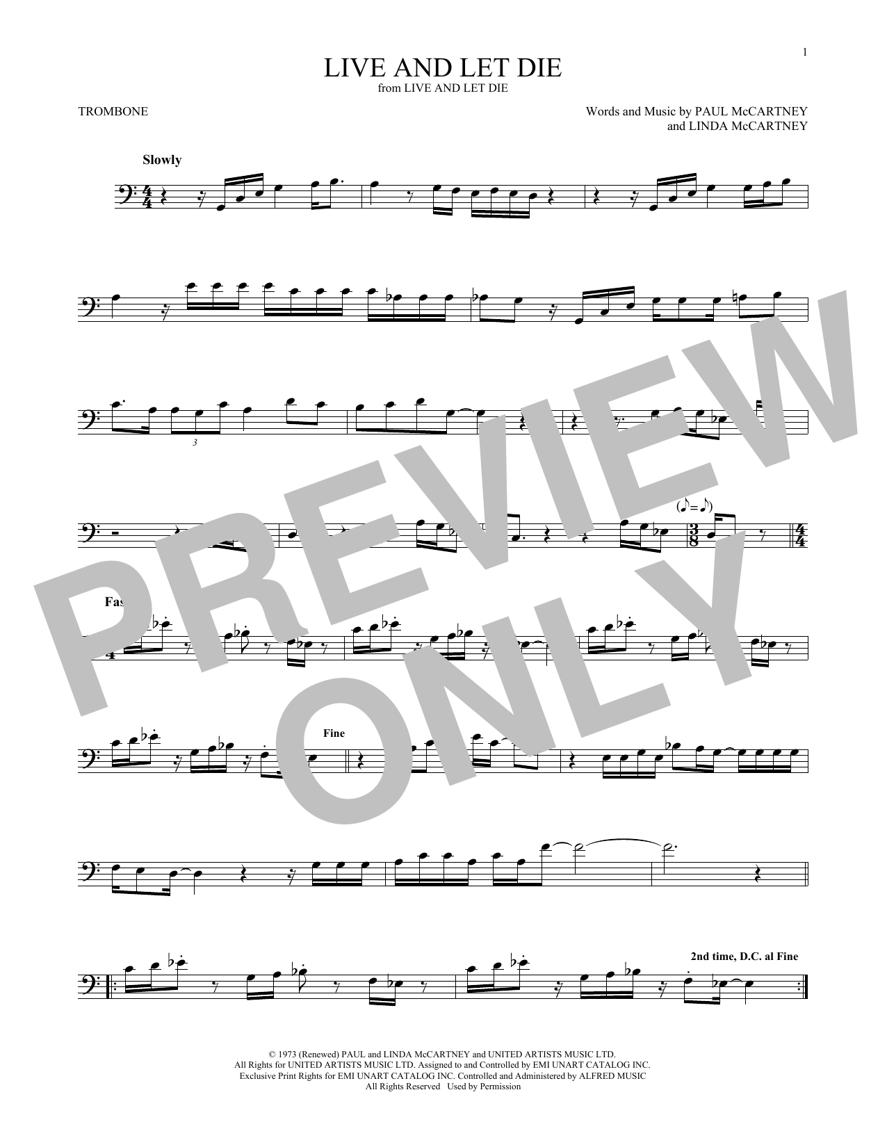 Download Wings Live And Let Die Sheet Music