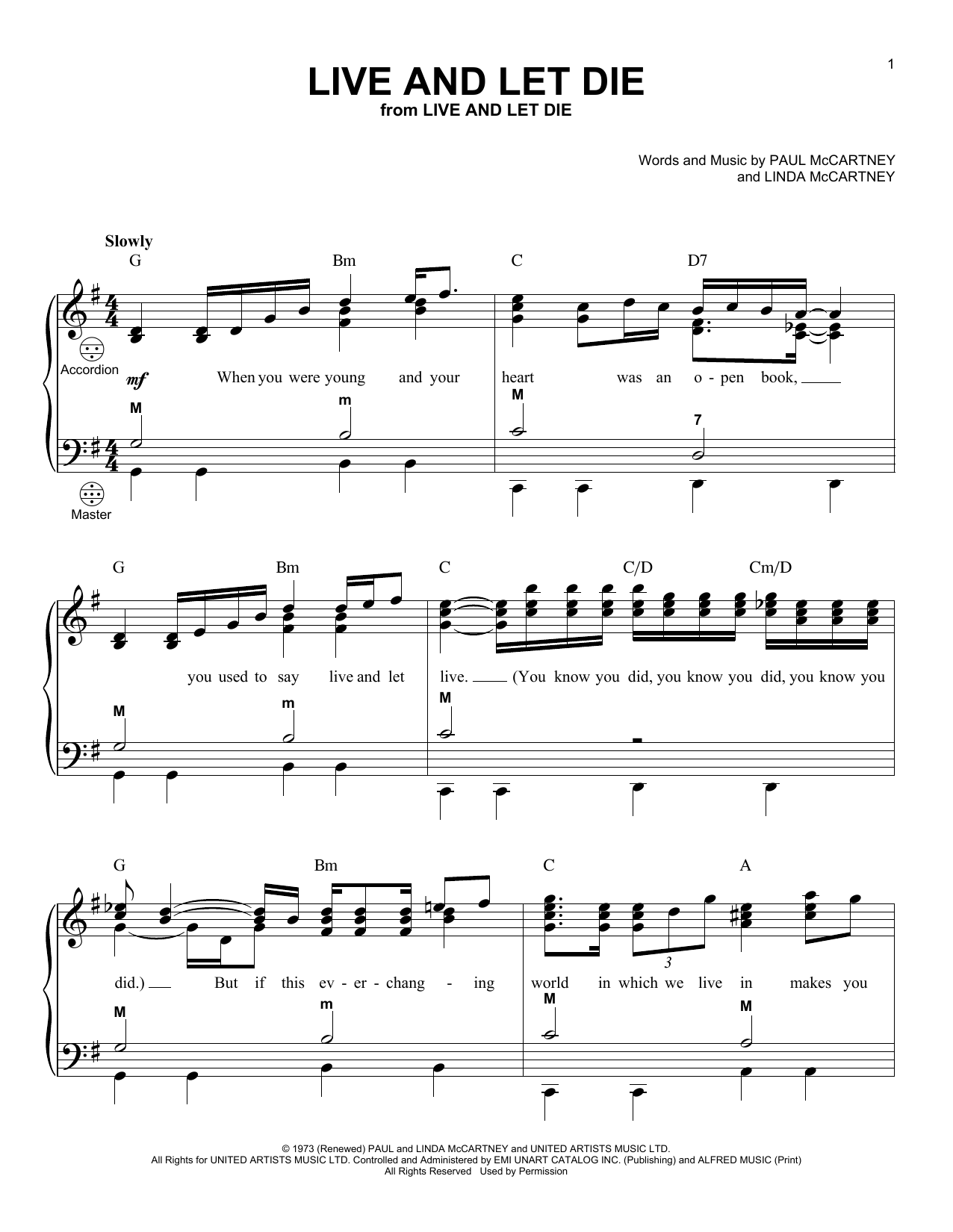 Download Wings Live And Let Die Sheet Music