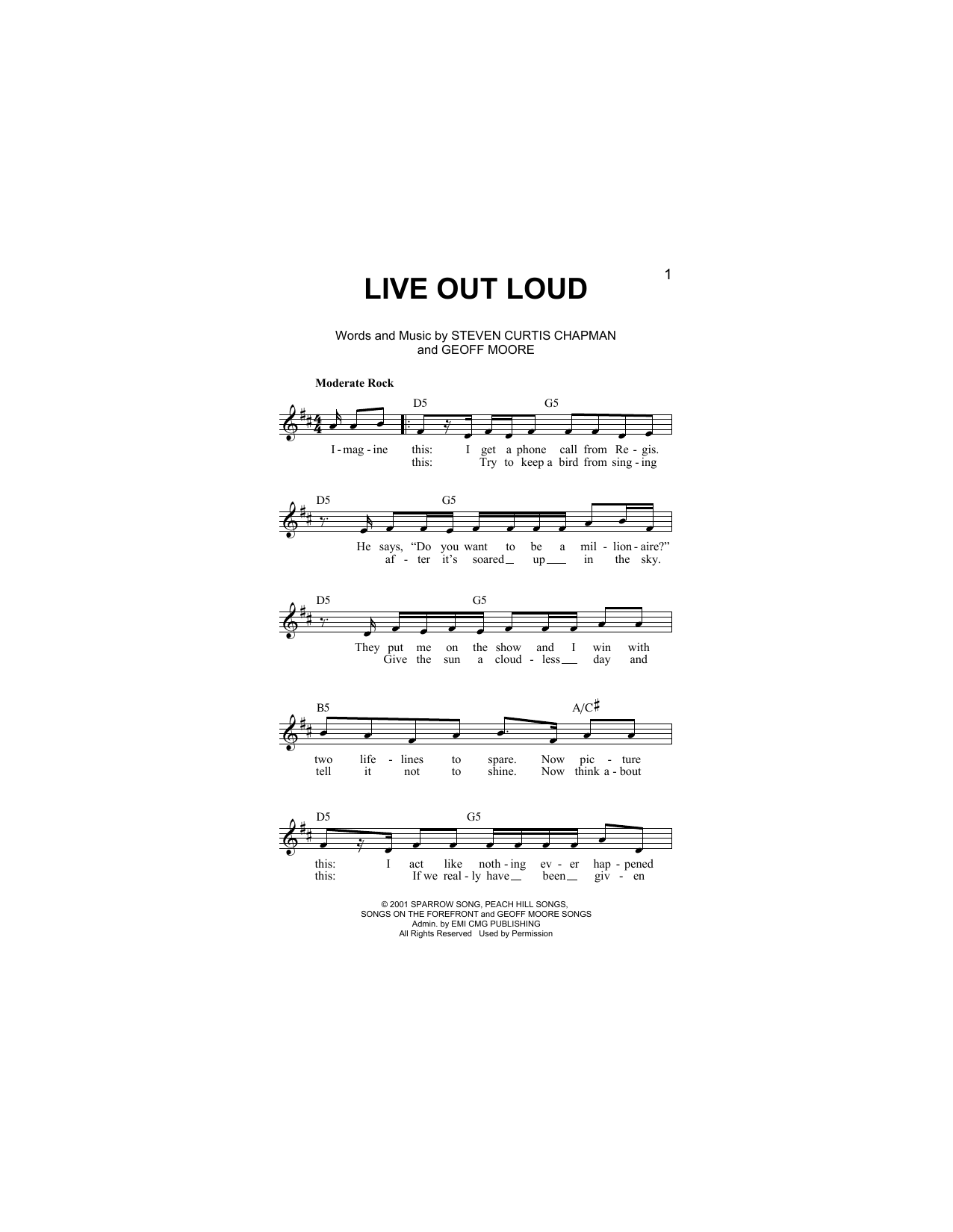 Download Steven Curtis Chapman Live Out Loud Sheet Music