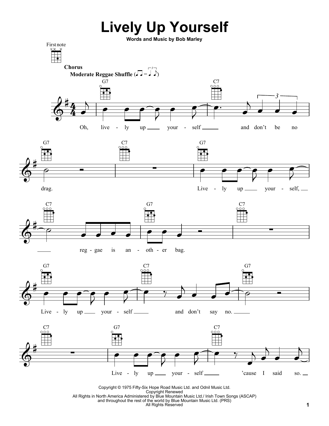 Download Bob Marley Lively Up Yourself Sheet Music