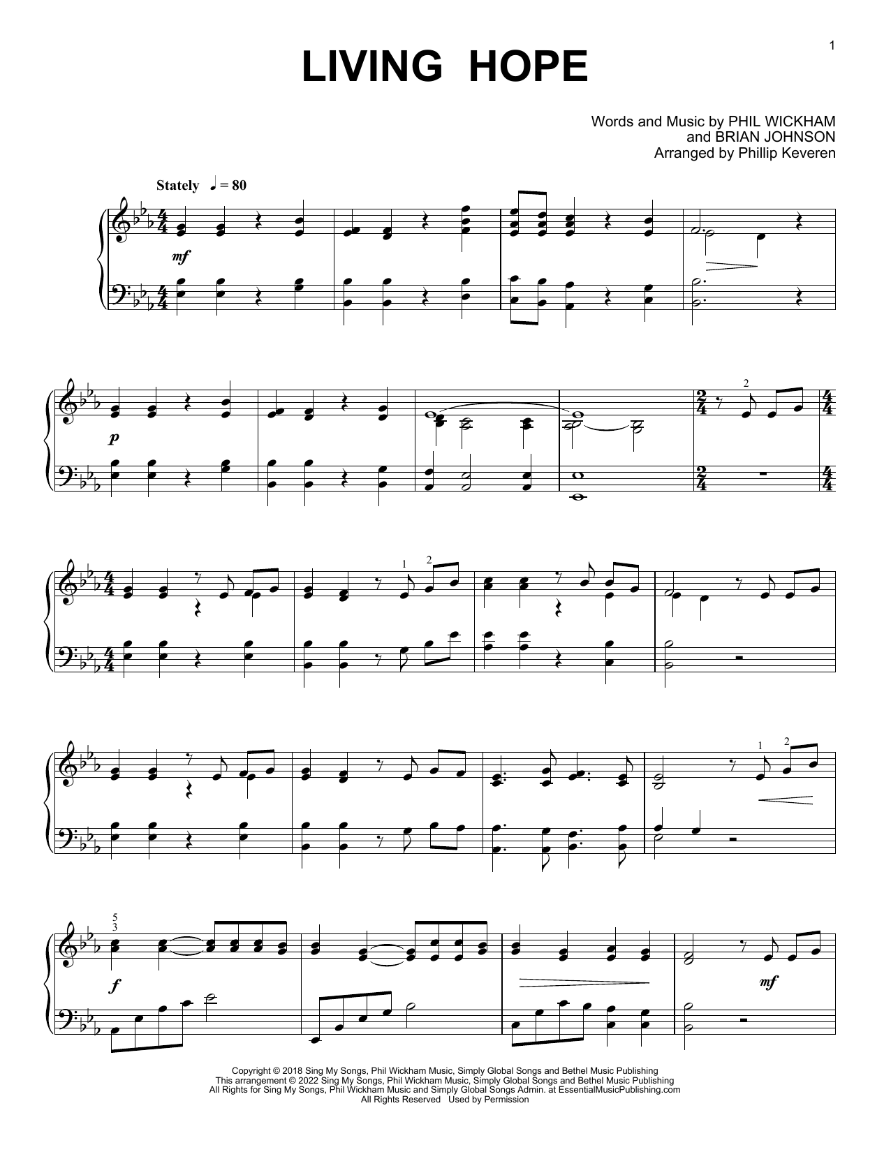 Download Phil Wickham Living Hope [Classical version] (arr. P Sheet Music