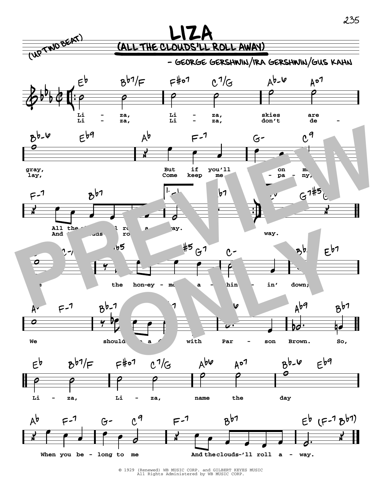 Download George Gershwin Liza (All The Clouds'll Roll Away) (Hig Sheet Music
