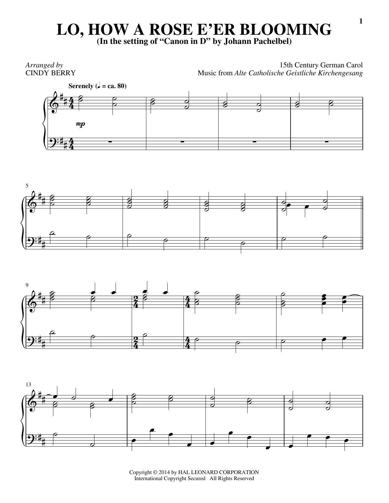 Download Cindy Berry Lo, How A Rose E'er Blooming Sheet Music