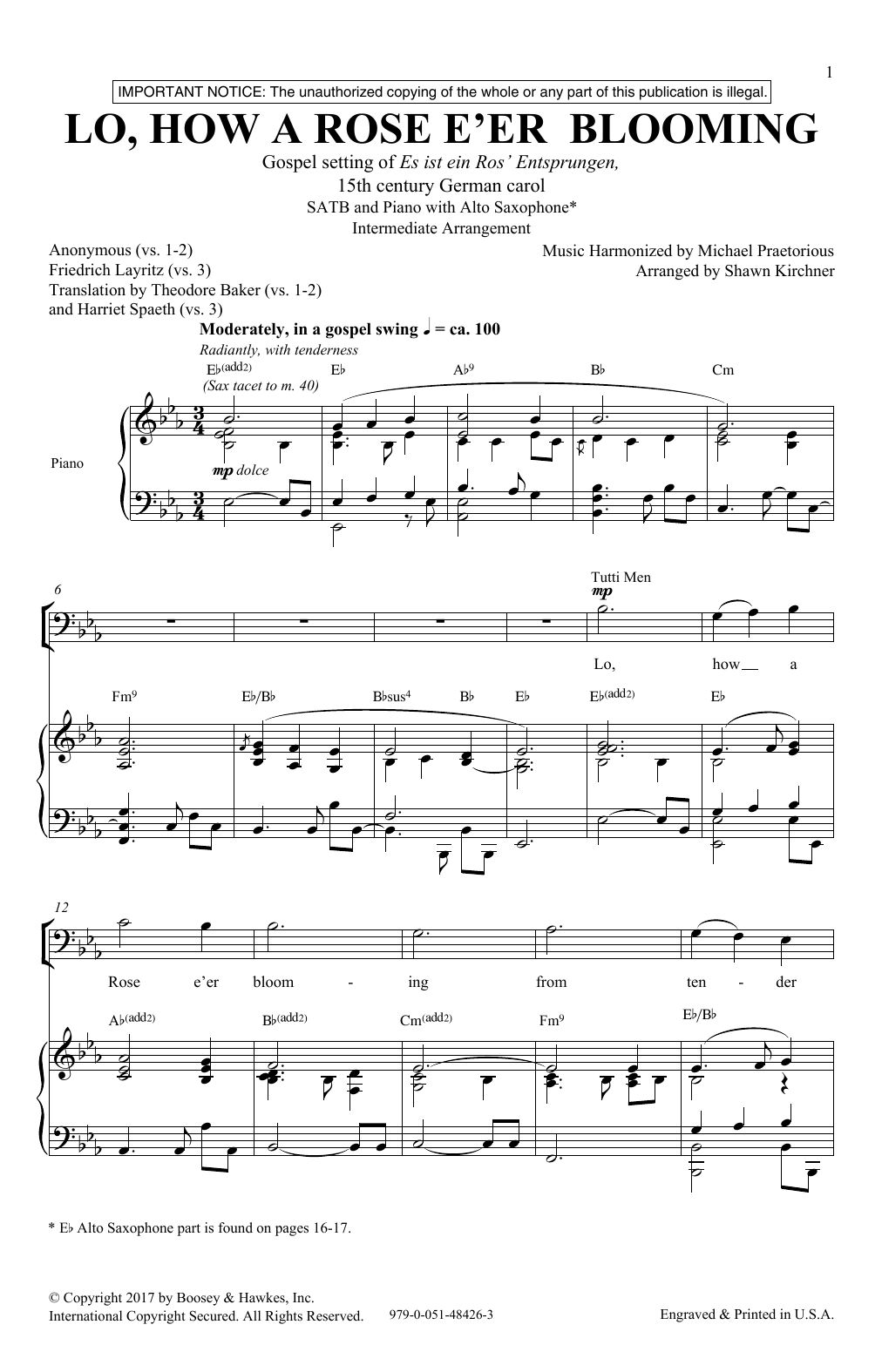 Download Shawn Kirchner Lo, How A Rose E'er Blooming Sheet Music