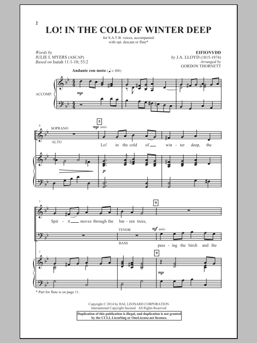 Download Gordon Thornett Lo! In The Cold Winter Deep Sheet Music