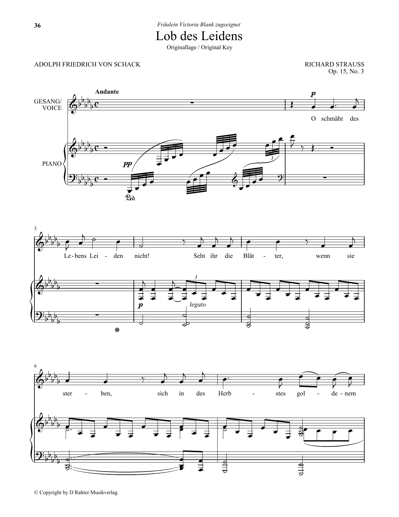 Download Richard Strauss Lob Des Leidens (Low Voice) Sheet Music