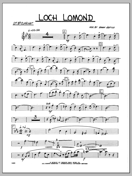 Download Sammy Nestico Loch Lomond - 1st Bb Clarinet Sheet Music