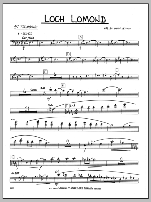 Download Sammy Nestico Loch Lomond - 1st Trombone Sheet Music