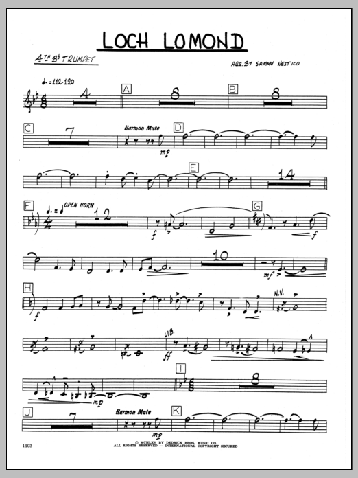Download Sammy Nestico Loch Lomond - 4th Bb Trumpet Sheet Music