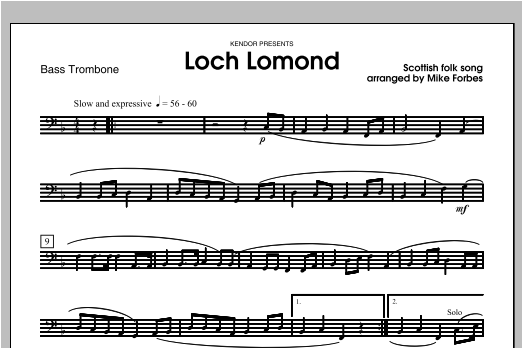 Download Forbes Loch Lomond - Bass Trombone Sheet Music