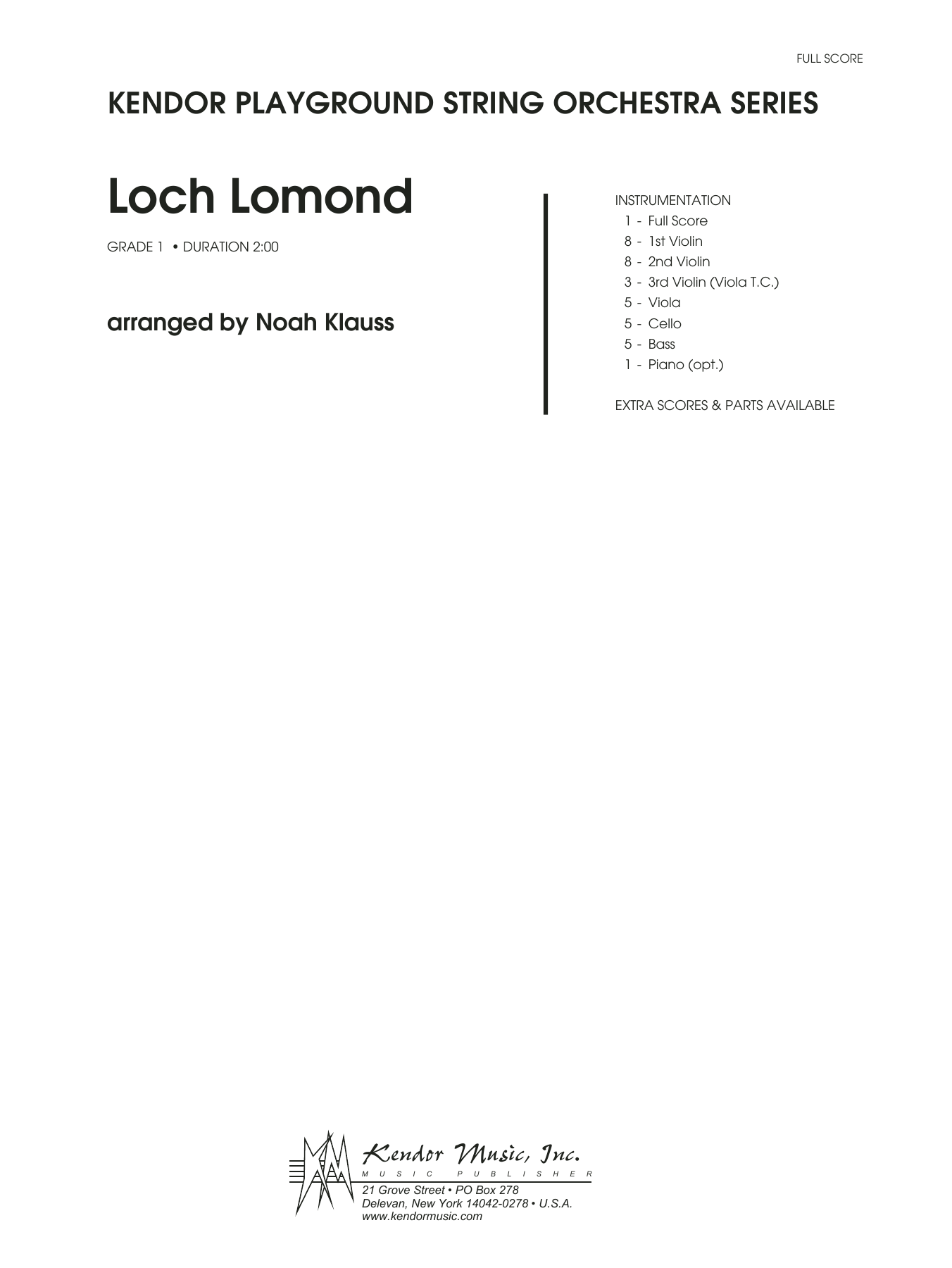 Download Noah Klauss Loch Lomond - Full Score Sheet Music