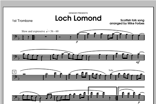 Download Forbes Loch Lomond - Trombone 1 Sheet Music