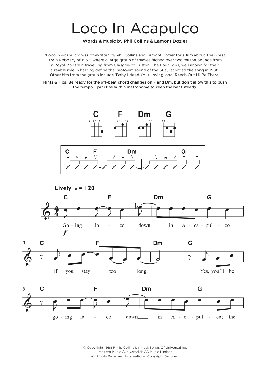 Download The Four Tops Loco In Acapulco Sheet Music