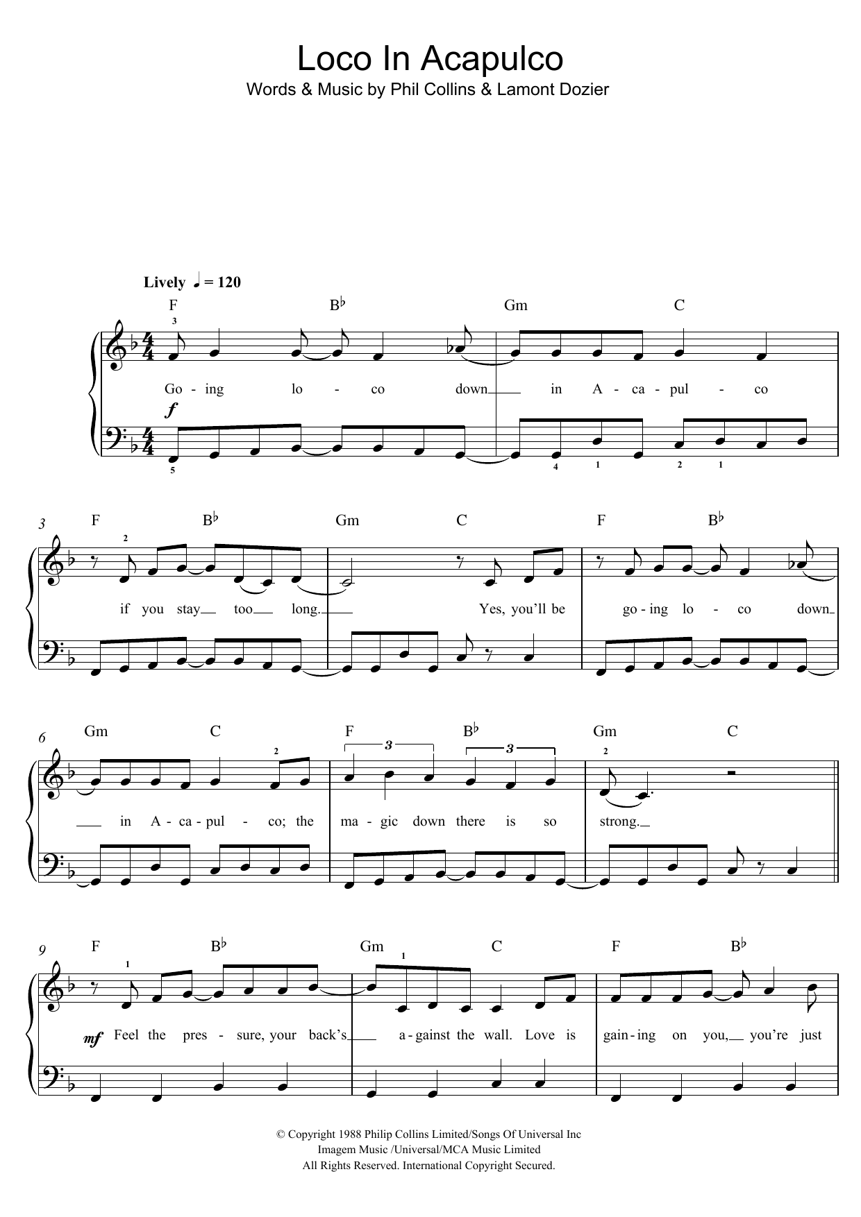 Download The Four Tops Loco In Acapulco Sheet Music