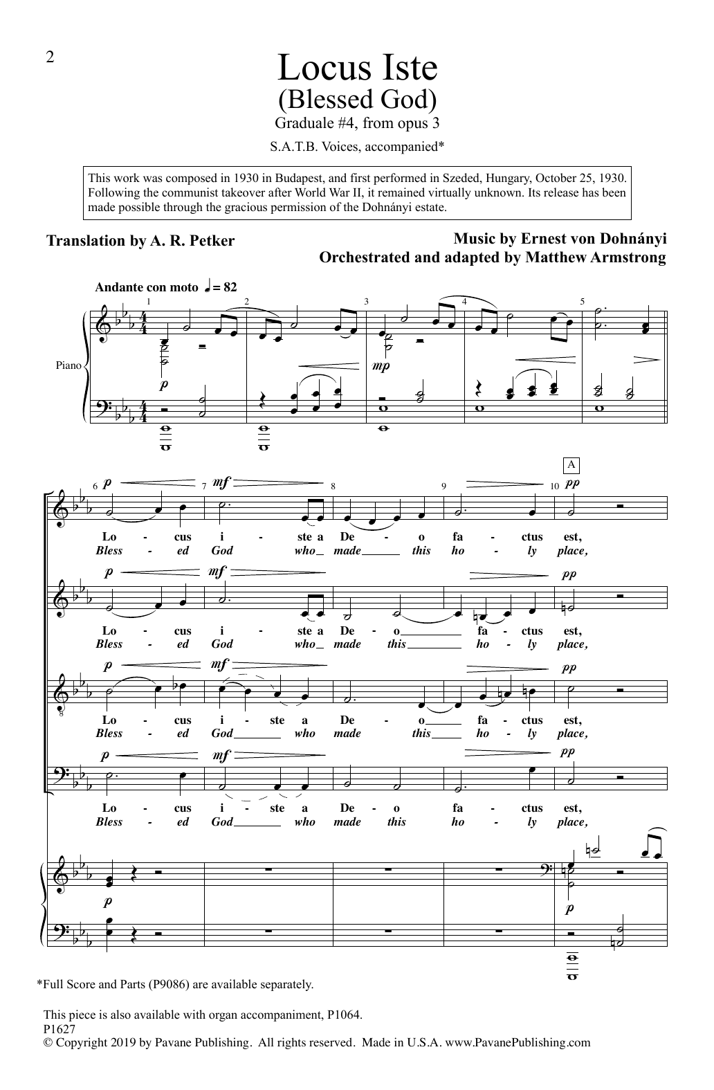 Download Ernest von Dohnányi Locus Iste (Blessed God) (Graduale #4, Sheet Music