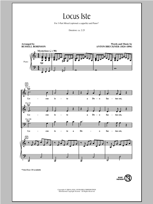 Download Anton Bruckner Locus Iste (arr. Russell Robinson) Sheet Music