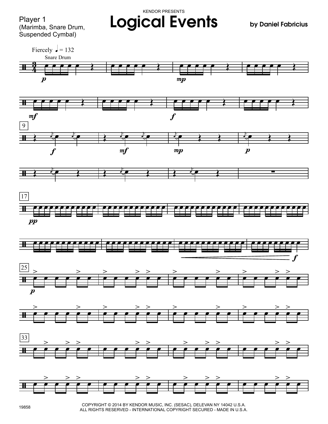 Download Daniel Fabricious Logical Events - Percussion 1 Sheet Music
