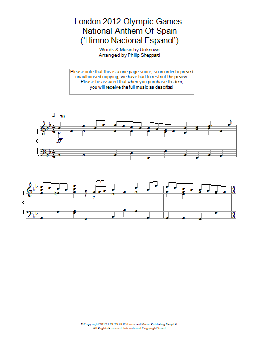 Download Philip Sheppard London 2012 Olympic Games: National Ant Sheet Music
