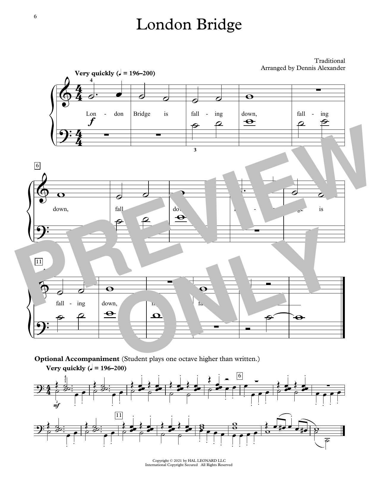 Download Traditional London Bridge (arr. Dennis Alexander) Sheet Music