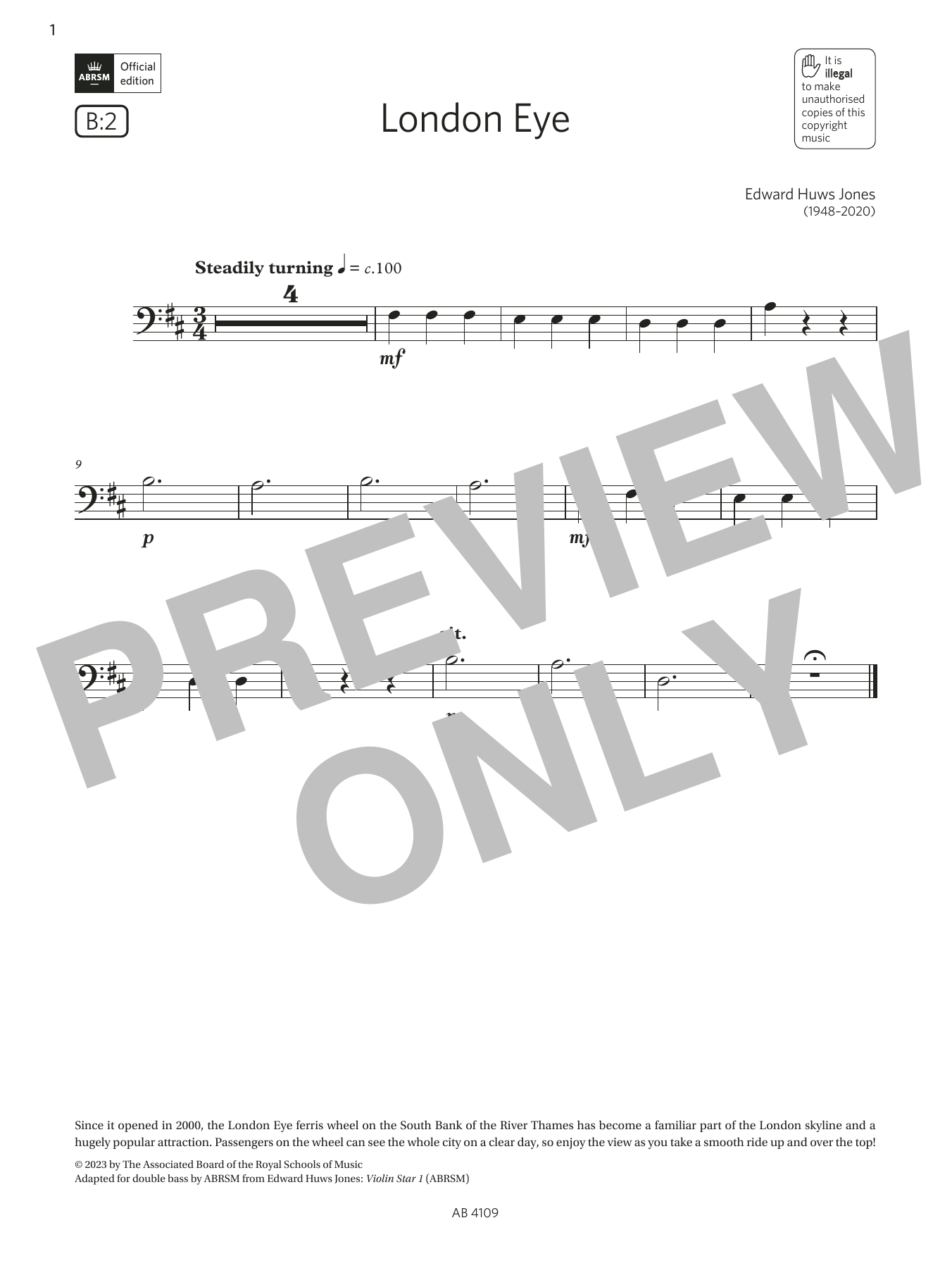 Download Edward Huws Jones London Eye (Grade Initial, B2, from the Sheet Music