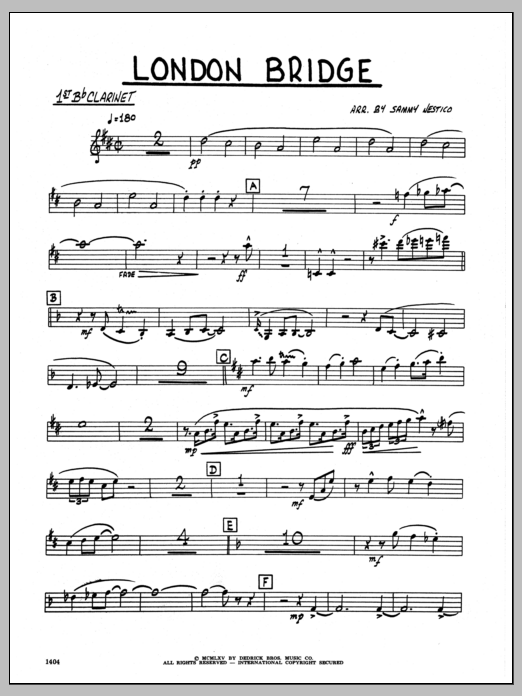 Download Sammy Nestico London Bridge - 1st Bb Clarinet Sheet Music