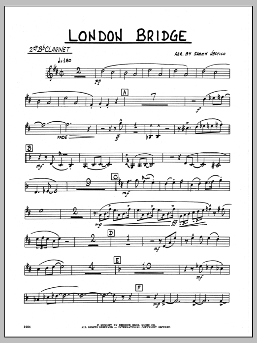 Download Sammy Nestico London Bridge - 2nd Bb Clarinet Sheet Music
