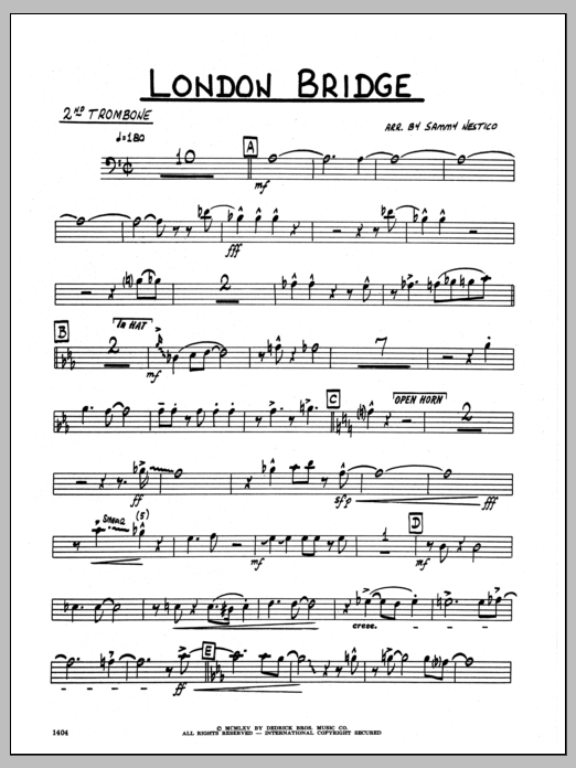 Download Sammy Nestico London Bridge - 2nd Trombone Sheet Music