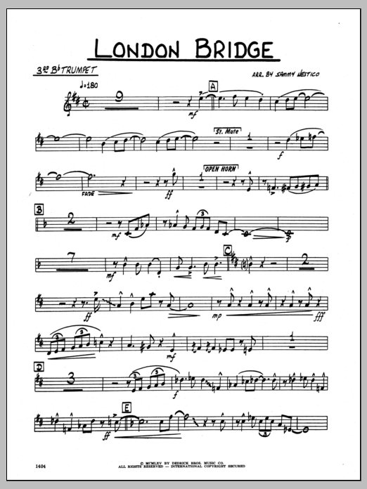 Download Sammy Nestico London Bridge - 3rd Bb Trumpet Sheet Music