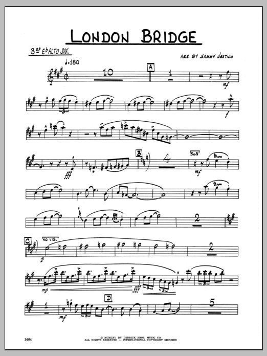 Download Sammy Nestico London Bridge - 3rd Eb Alto Saxophone Sheet Music