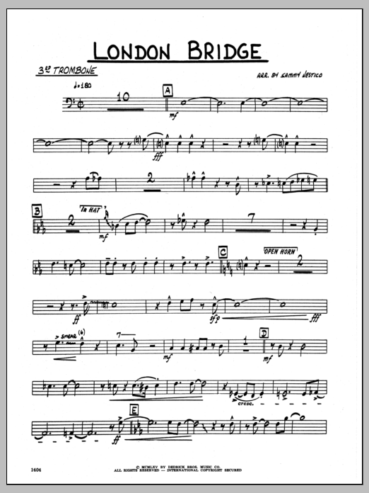 Download Sammy Nestico London Bridge - 3rd Trombone Sheet Music