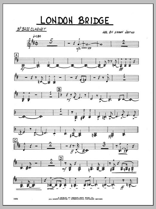 Download Sammy Nestico London Bridge - Bb Bass Clarinet Sheet Music