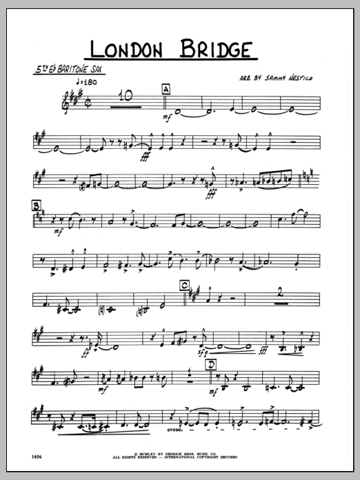 Download Sammy Nestico London Bridge - Eb Baritone Sax Sheet Music