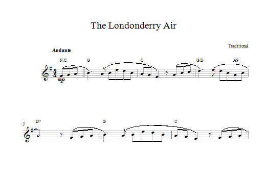 Irish Folksong Danny Boy (Londonderry Air) sheet music notes printable PDF score