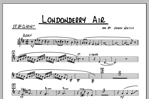 Download Sammy Nestico Londonderry Air - 1st Bb Clarinet Sheet Music