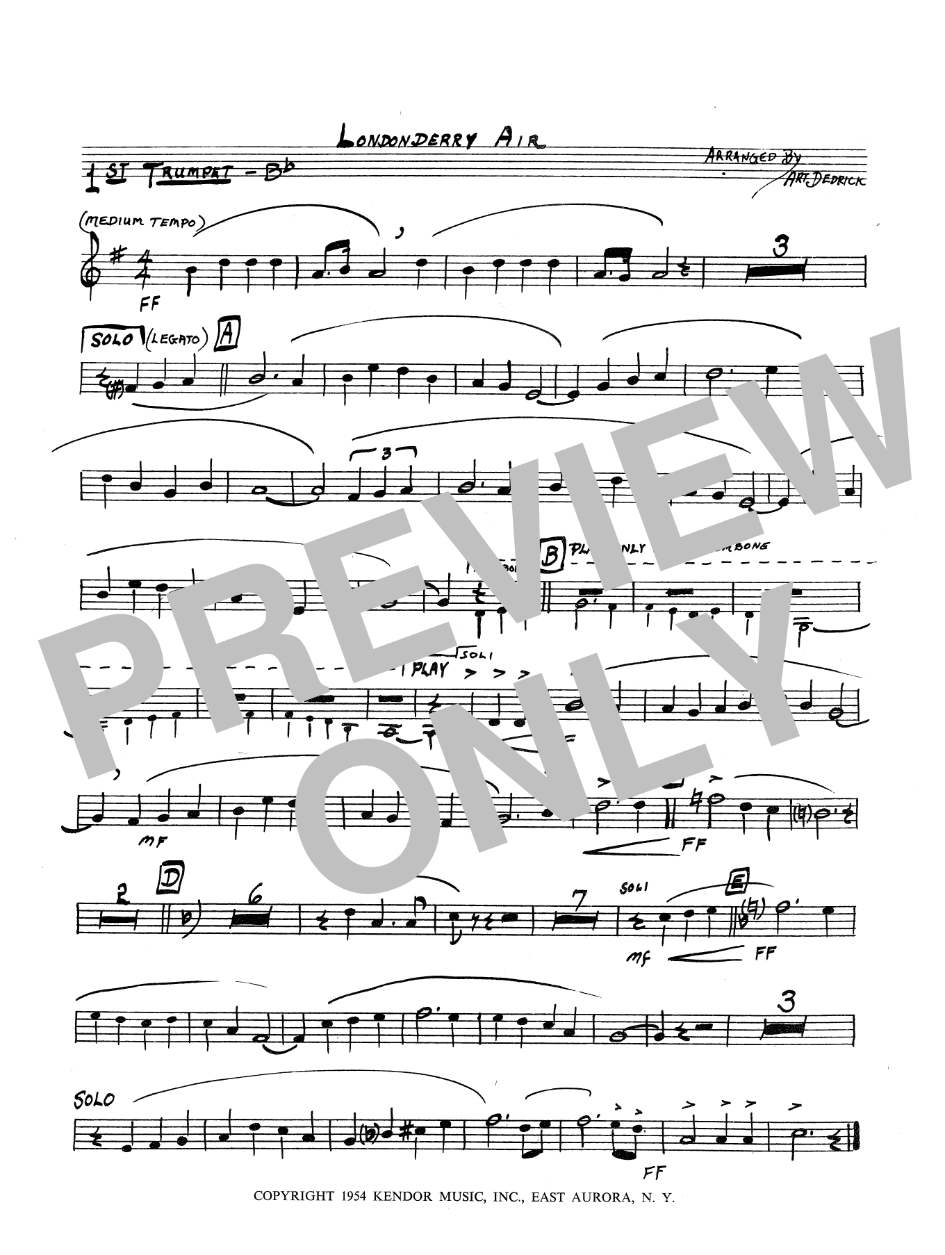 Download Art Dedrick Londonderry Air - 1st Bb Trumpet Sheet Music