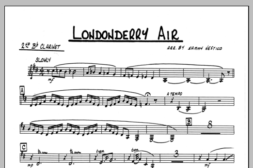 Download Sammy Nestico Londonderry Air - 2nd Bb Clarinet Sheet Music